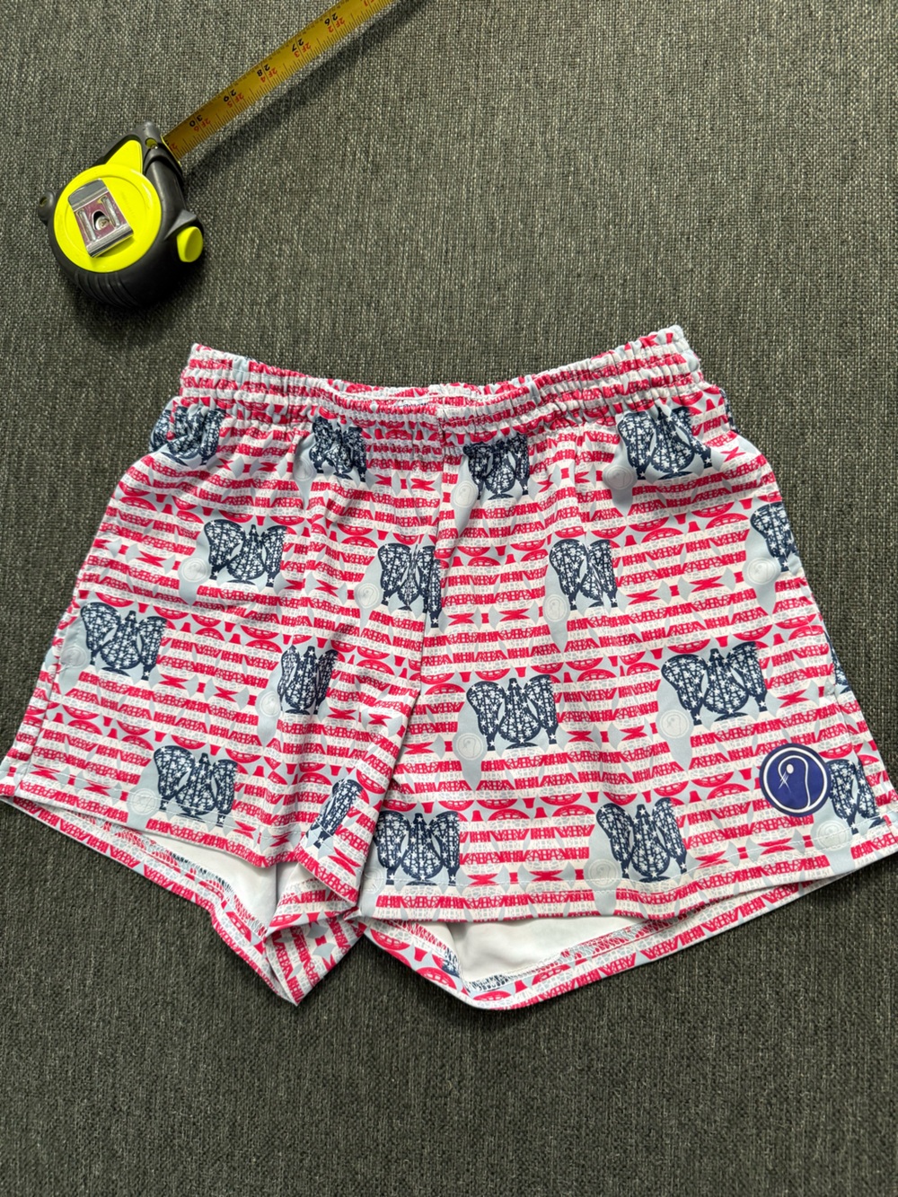 LAX So Hard men’s red & Navy Printed Athletic Shorts size Small